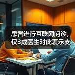 患者进行互联网问诊，仅3成医生对此表示支持（图2）