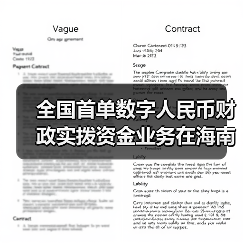 全国首单数字人民币财政实拨资金业务在海南文昌落地